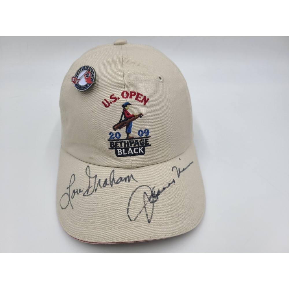 2009 US Open Bethpage Black Lou Graham Johnny Miller‎ Signed Autographed Hat Cap